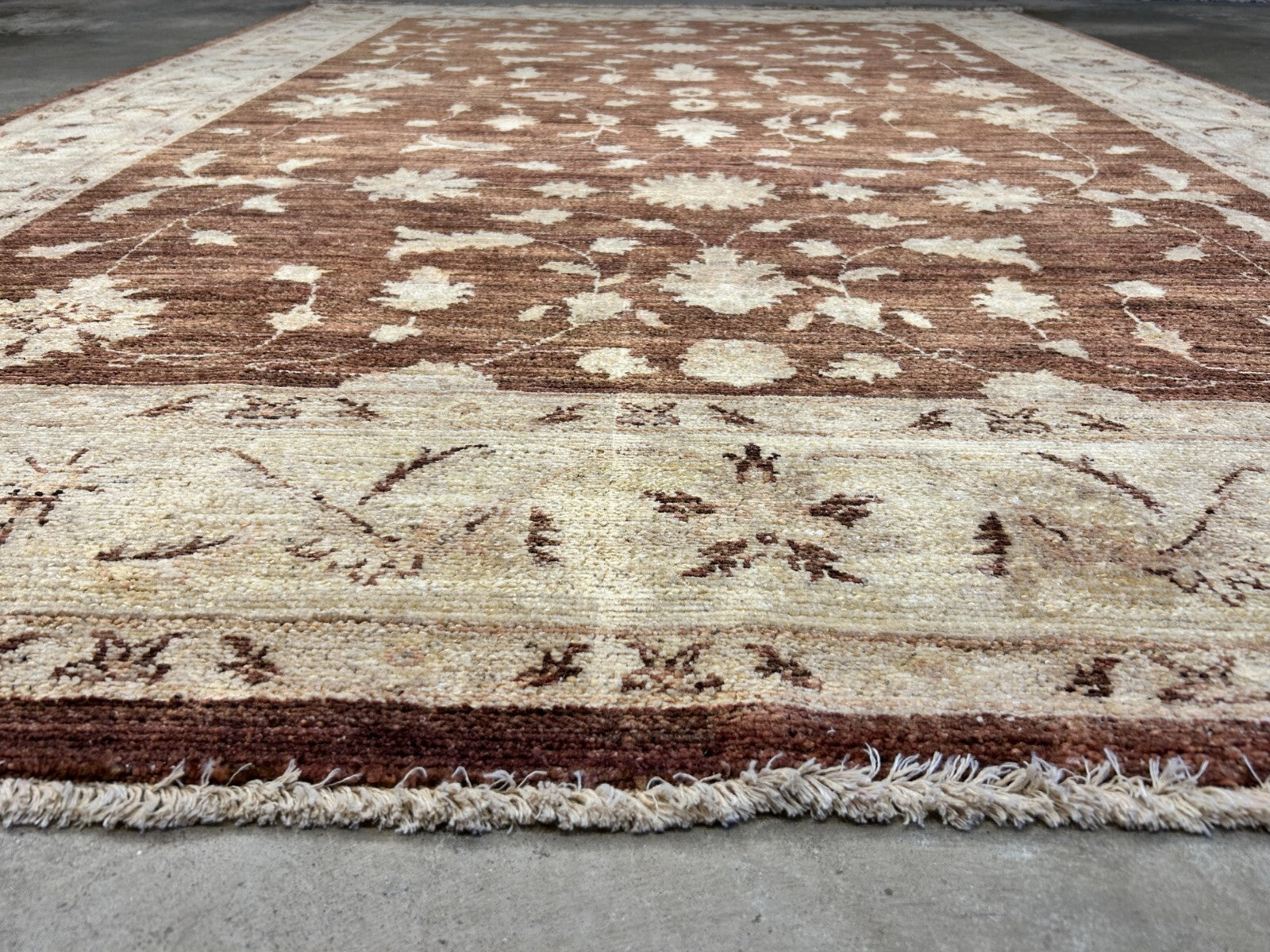 6'7"x9'5" Hand-Knotted 100% Wool Pile Pishawar Oushak Carpet - Area Rug