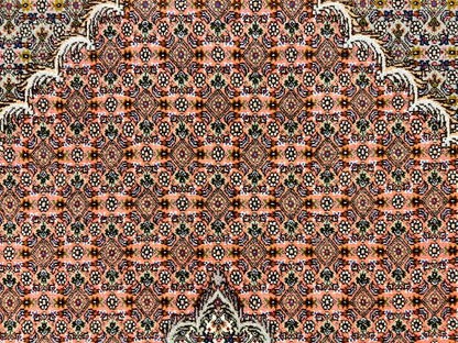 6'10"x10'1" Fine Hand-Knotted Wool & Silk Blend Tabrize Mahi Carpet - Area Rug