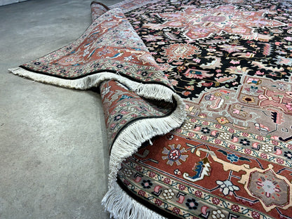 6'6"x9'6" Fine Hand-Knotted Wool & Silk Blend Tabrize Herize Carpet - Area Rug