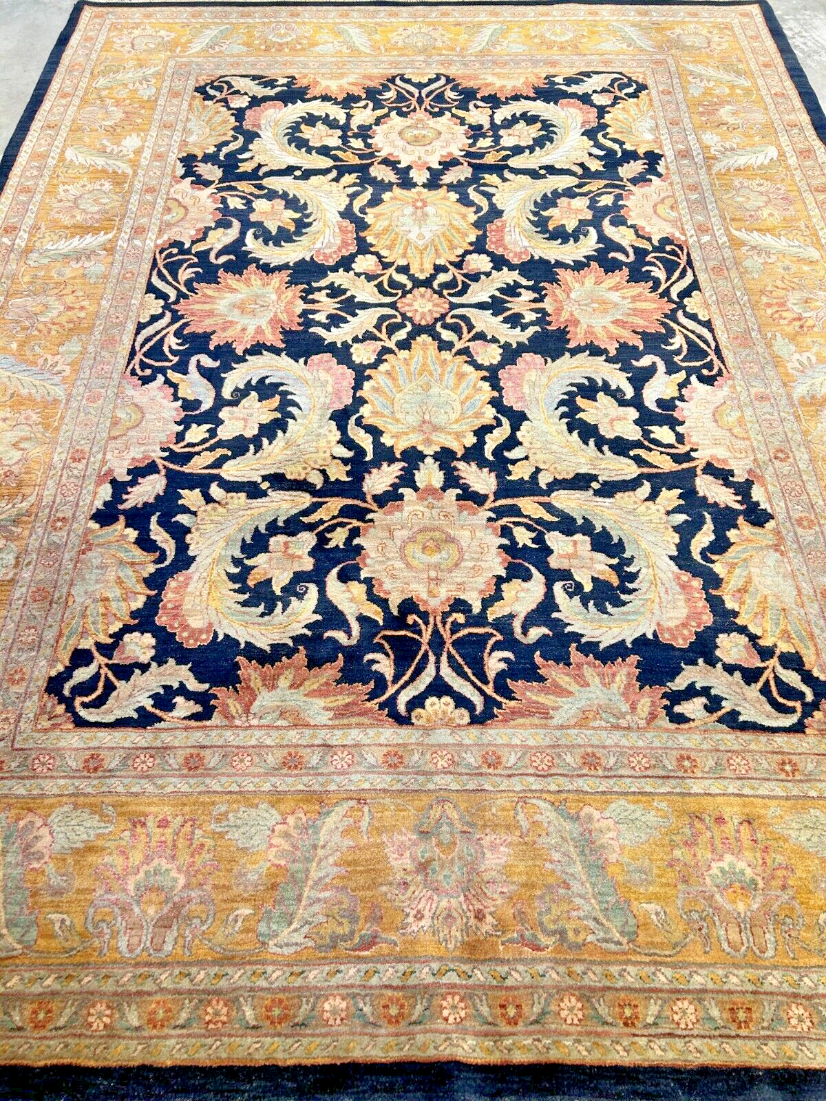 9' x 12' Hand-Knotted 100% Wool Carpet - Indian Agra Area Rug