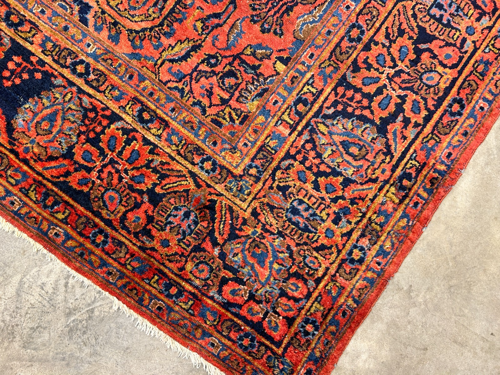 9'3"x12'7" Antique Fine Lamb Wool Sarouke Rug Hand-knotted Carpet