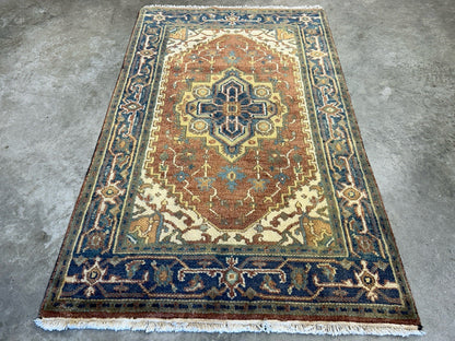 3’1”x5’ Hand-Knotted 100% Wool Indoserapi Area Rug - Carpet