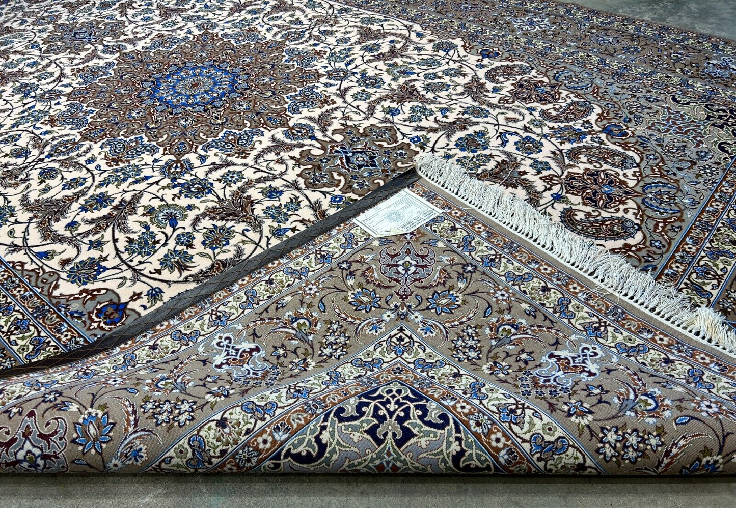 6'9"x10'6" Very Fine Hand-Knotted Wool & Silk Isfahane Rug - Area Carpet