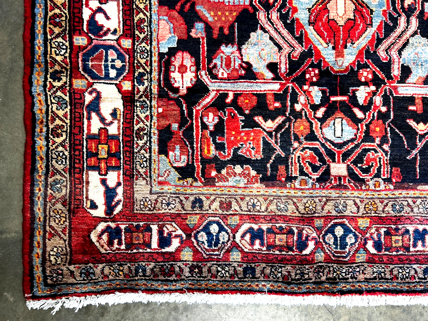 5'2" x 9'2" Hand-Knotted 100% Wool Pile Hamadane Area Rug - Carpet