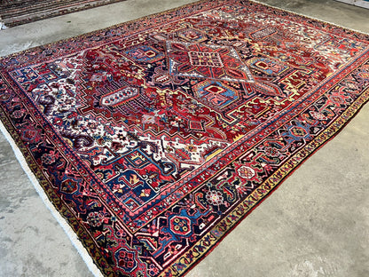 8'10"x12'1" Hand-Knotted 100% Wool Pile Herize Rug