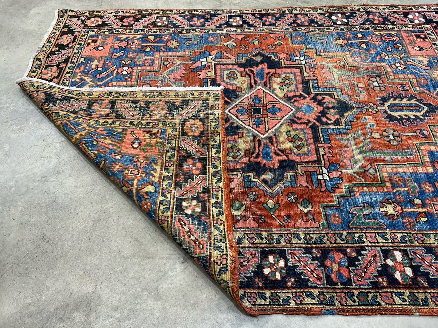 Collector Item- 5’x6’10” Antique Hand-Knotted 100% Wool Pile Serapie Area Rug