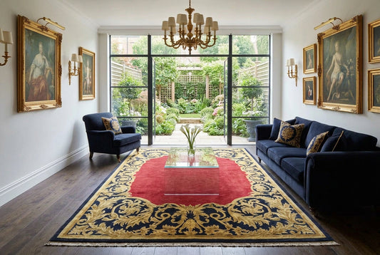 5'11"x8'8'' Hand-Knotted 100% Lamb Wool Pile Tibetan Area Rug - Area Carpet