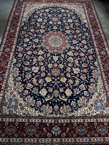 7'9"x12'8" Extra Fine Hand-Knotted Wool & Silk Isfahane Seirafian Rug