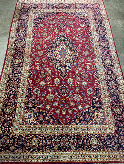 4'4"x6'6" Collector Antique Hand-Knotted 100% Silk Kashane Rug