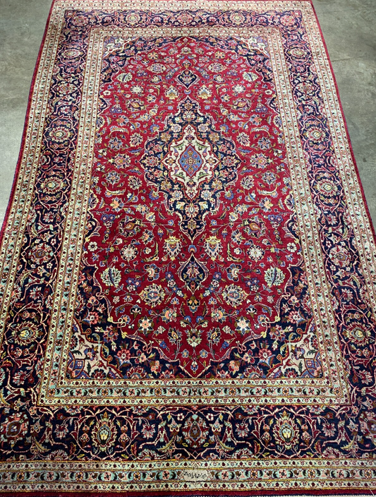 4'4"x6'6" Collector Antique Hand-Knotted 100% Silk Kashane Rug