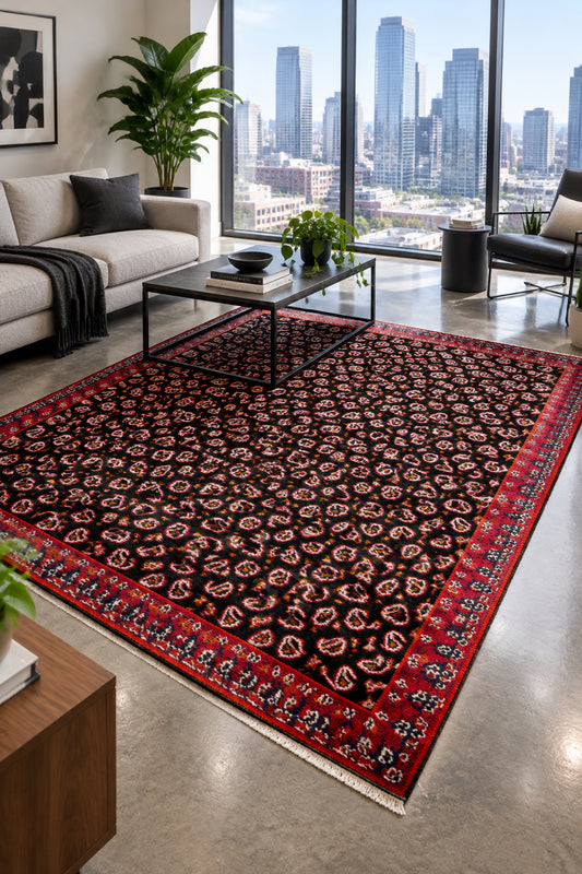 5' x 8'1" Hand-Knotted 100% Wool Pile Mosole Hamadane Area Rug - Carpet