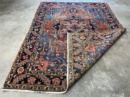 Collector Item- 5’x6’10” Antique Hand-Knotted 100% Wool Pile Serapie Area Rug