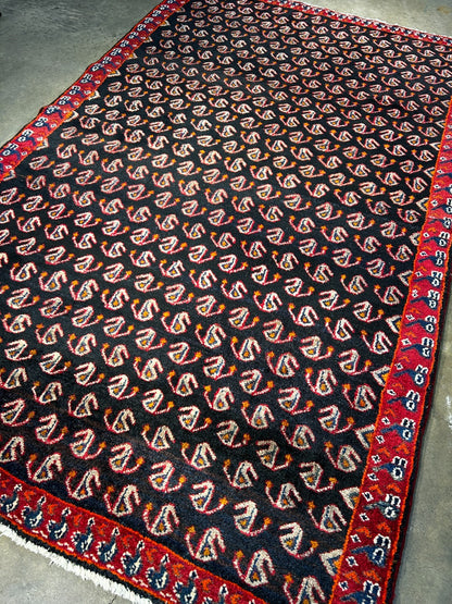 5' x 8'1" Hand-Knotted 100% Wool Pile Mosole Hamadane Area Rug - Carpet