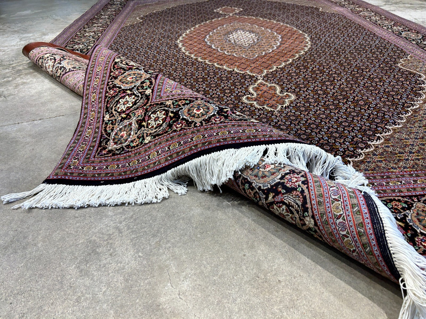 6'7"x9'9" Fine Hand-Knotted Wool & Silk Blend Tabrize Mahi Area Rug