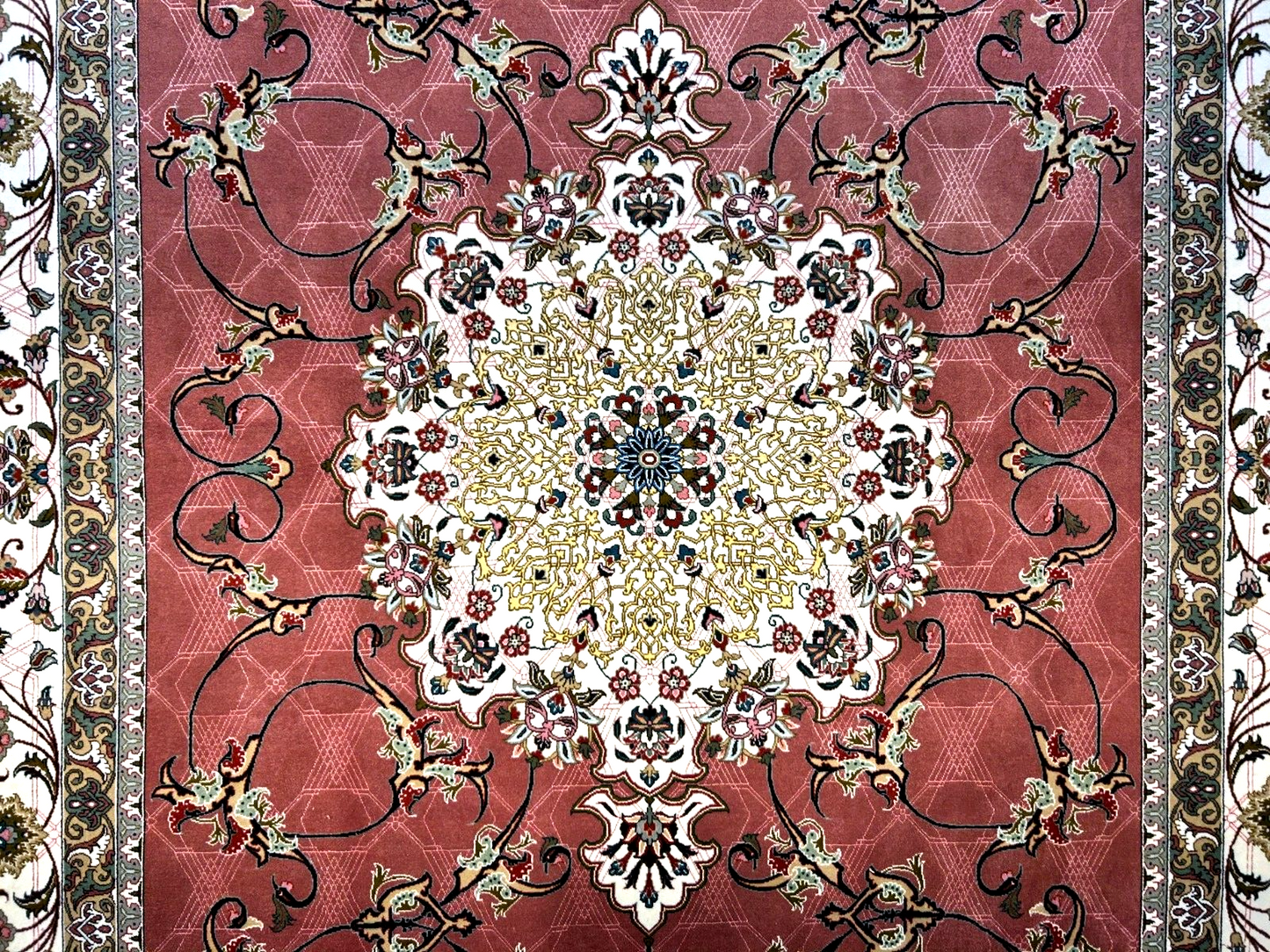 6'8"x10'4" Fine Hand-Knotted Wool & Silk Tabrize Rug - Area Carpet