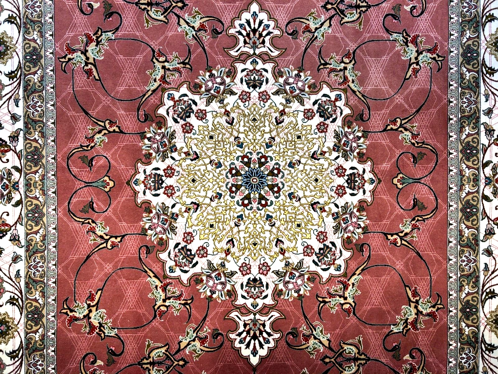 6'8"x10'4" Fine Hand-Knotted Wool & Silk Tabrize Rug - Area Carpet