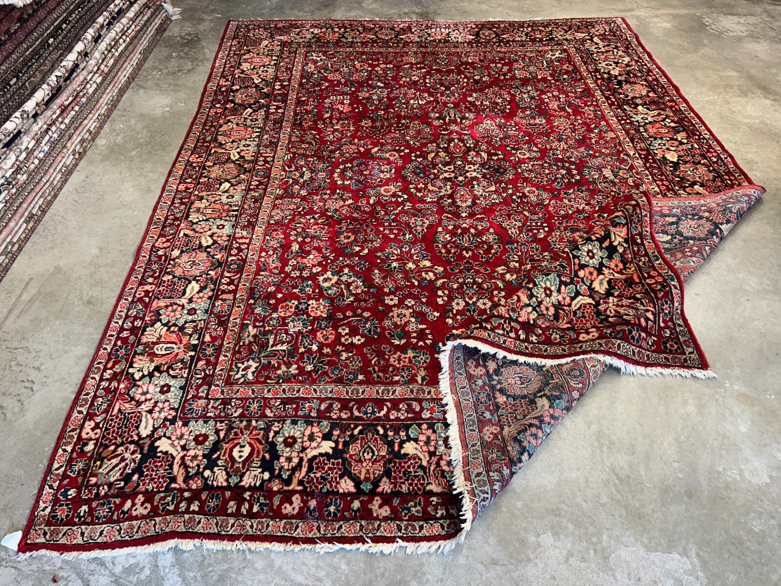 8'10"x12'2" Antique Fine Lamb Wool Sarouke Rug Hand-knotted Carpet