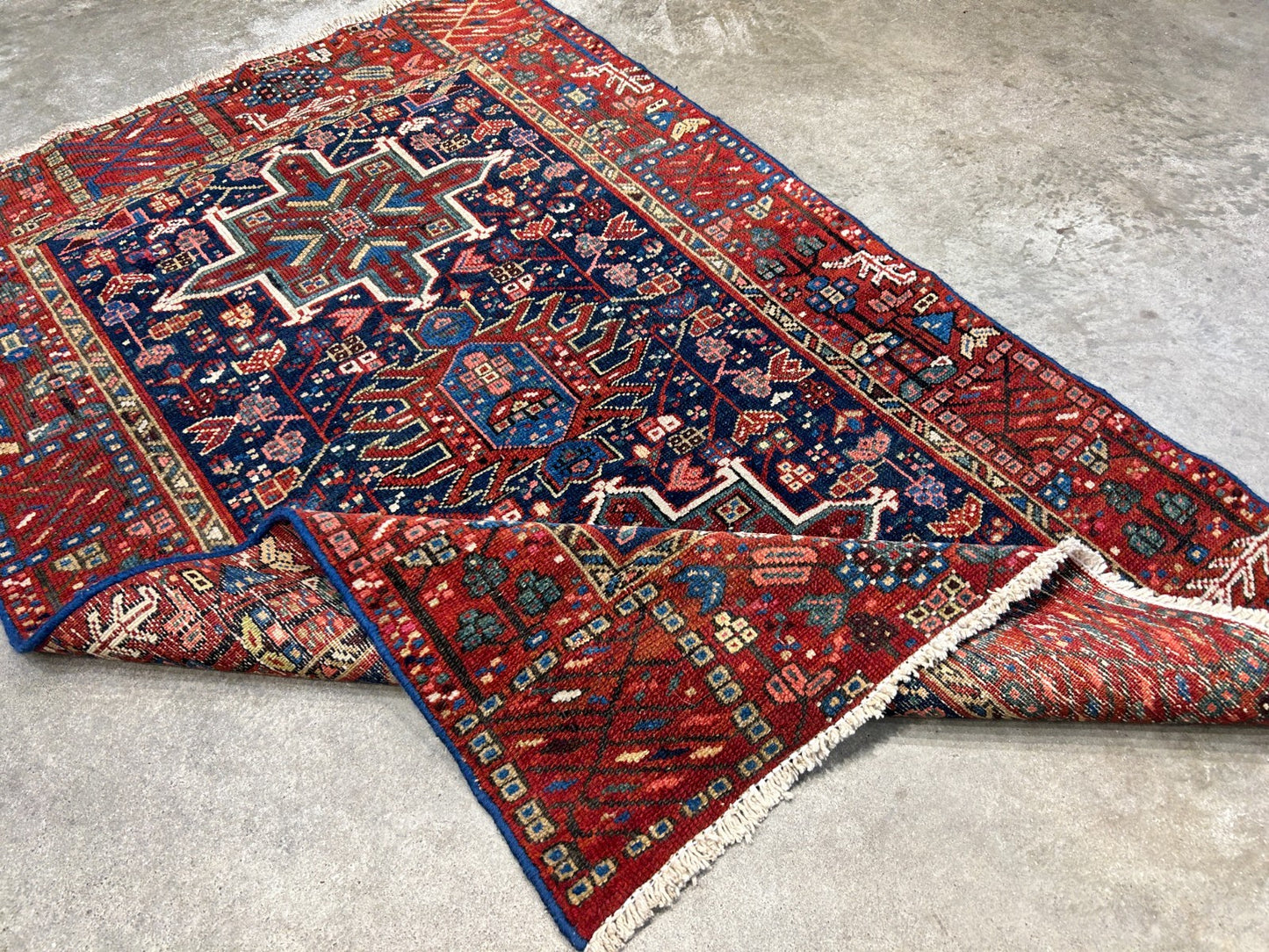 3'x4'6" Antique Hand-Knotted 100% Wool Pile Karaja Rug