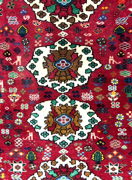 3'11"x4'7" Hand-Knotted 100% Wool Pile Ghashghaei Area Rug - Carpet
