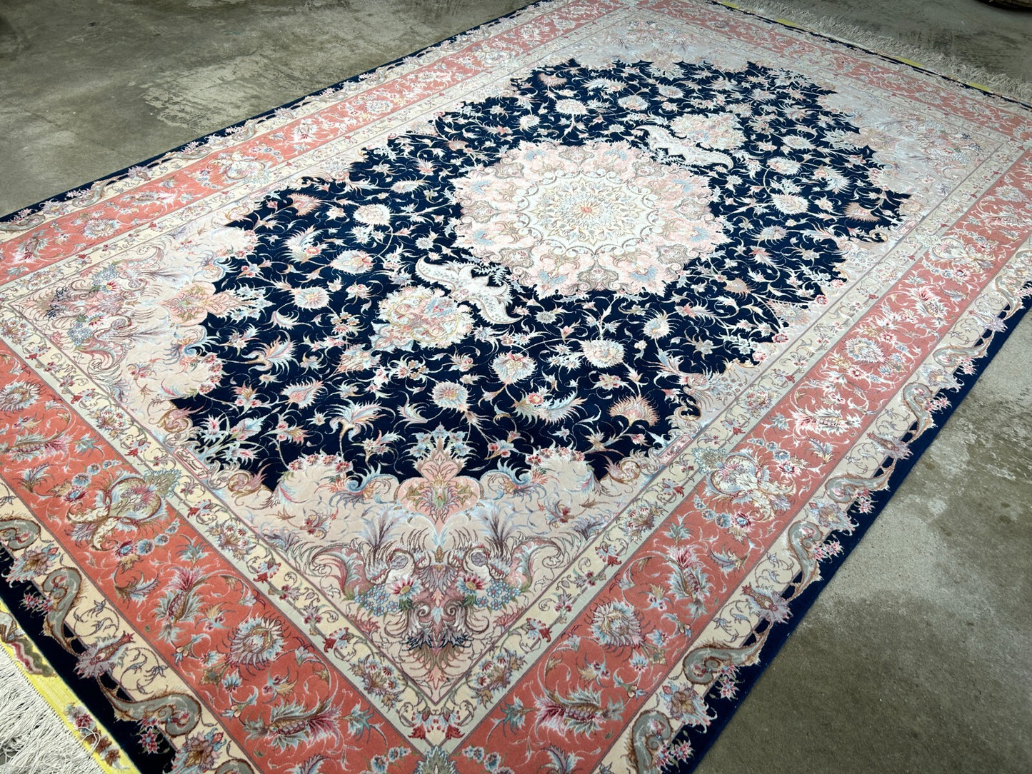 6'7"x10'2" Fine Hand-Knotted Wool & Silk Blend Tabrize Carpet - Area Rug