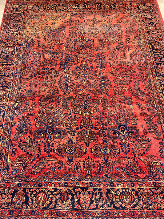 9'2"x11'4" Antique Fine Lamb Wool Sarouke Mohajeran Rug Hand-knotted Carpet