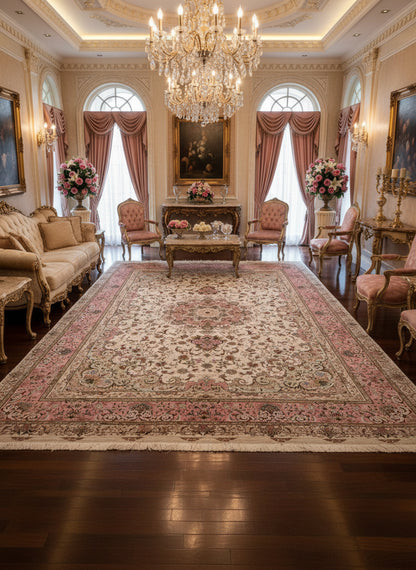 8'2"x11'8" Extra Fine 80-Raj Hand-Knotted Wool & Silk Tabrize Rug