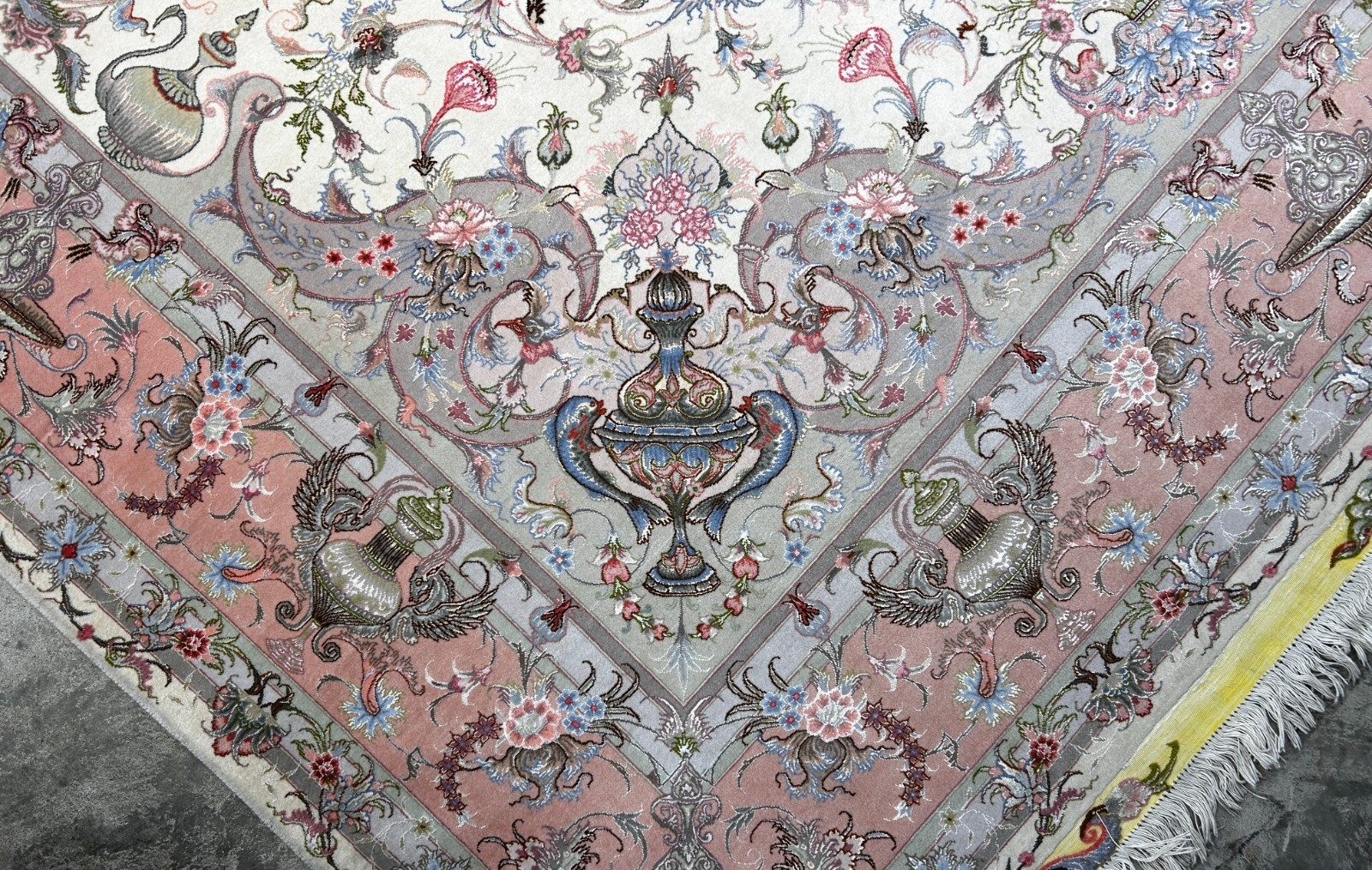 8'3"x11'7" Extremely Fine Hand-Knotted Wool & Silk Tabrize Area Rug - Signed