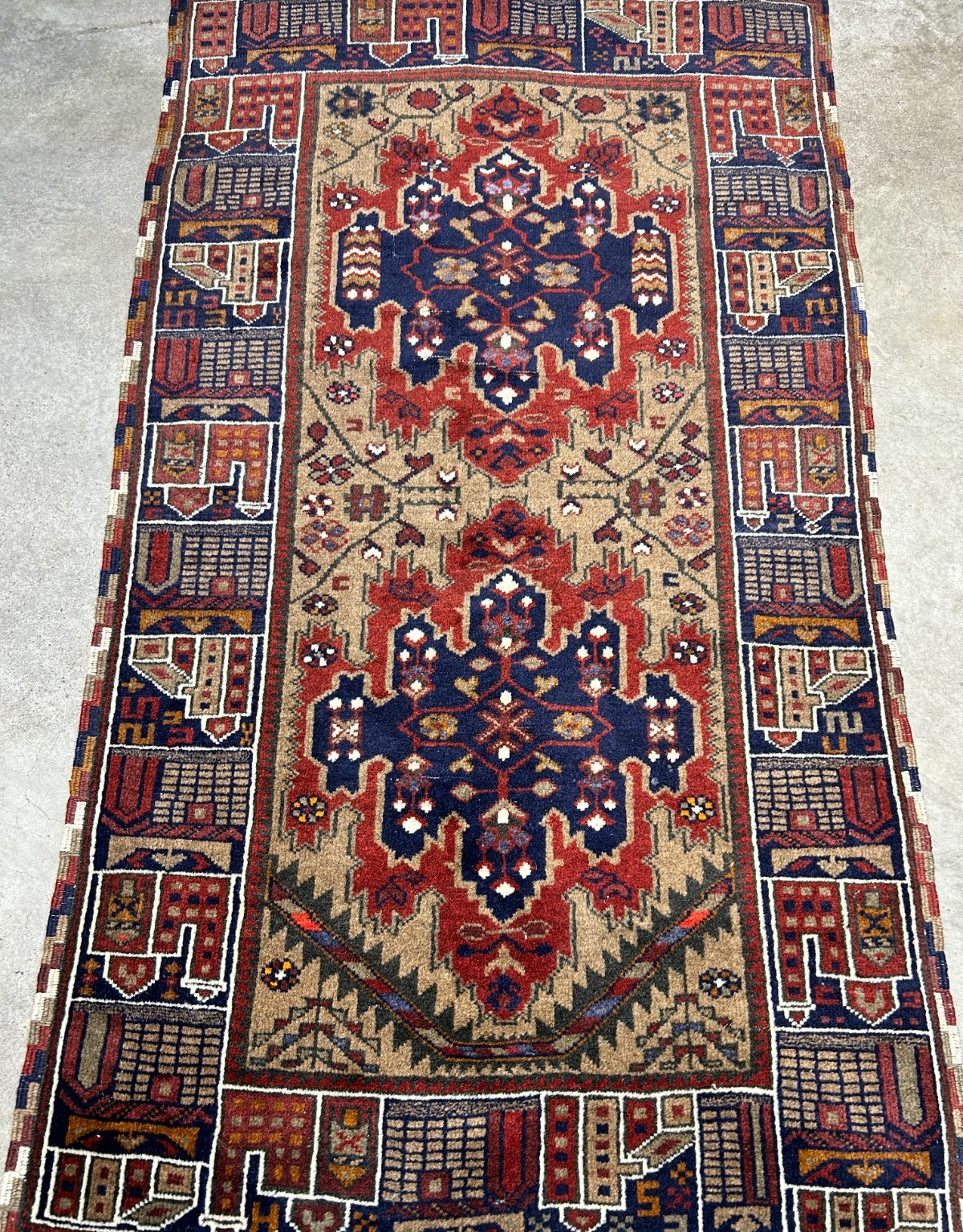 3'x4'2" Antique Hand-Knotted 100% Wool Pile Afghan Rug