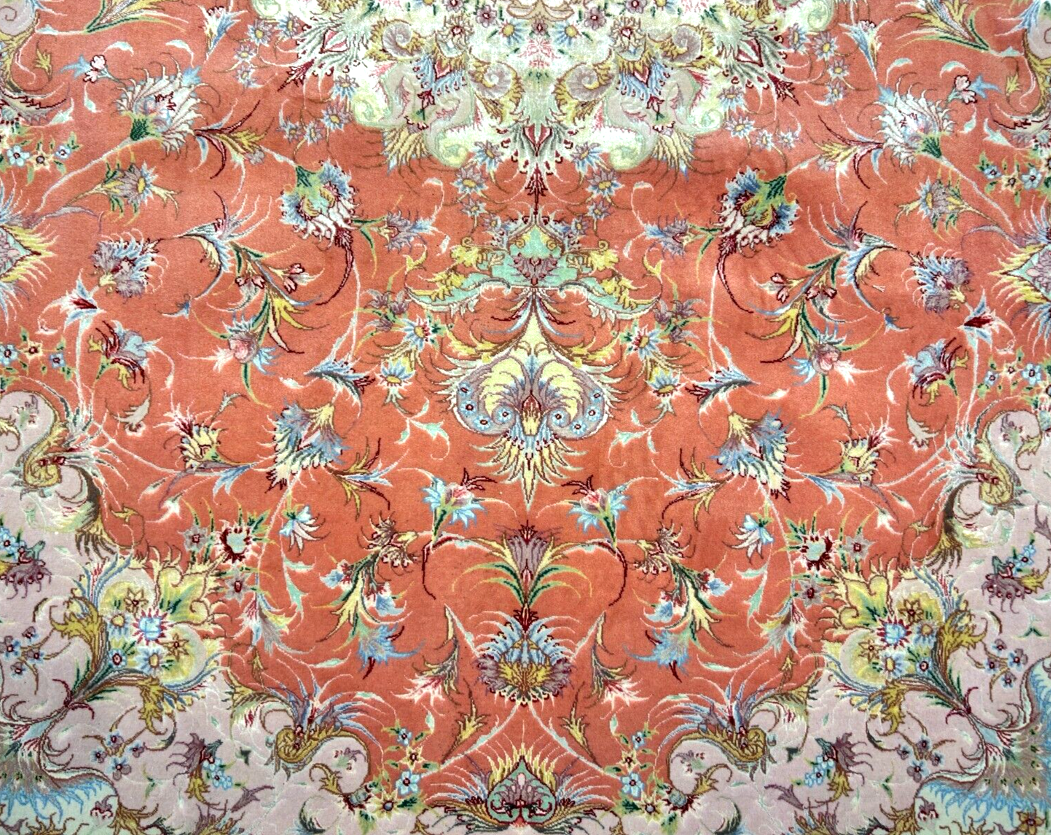 6'7"x9'9" Fine Hand-Knotted Wool & Silk Blend Tabrize Carpet - Area Rug