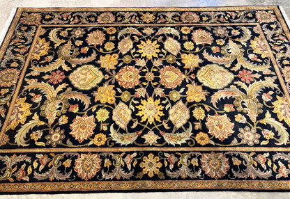 6'1"x9'1" Hand-Knotted 100% Wool Pile Agra Carpet - Area Rug