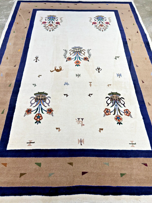 6'4"x9'9" Hand-Knotted 100% Wool Pile Gabeh Carpet - Area Rug