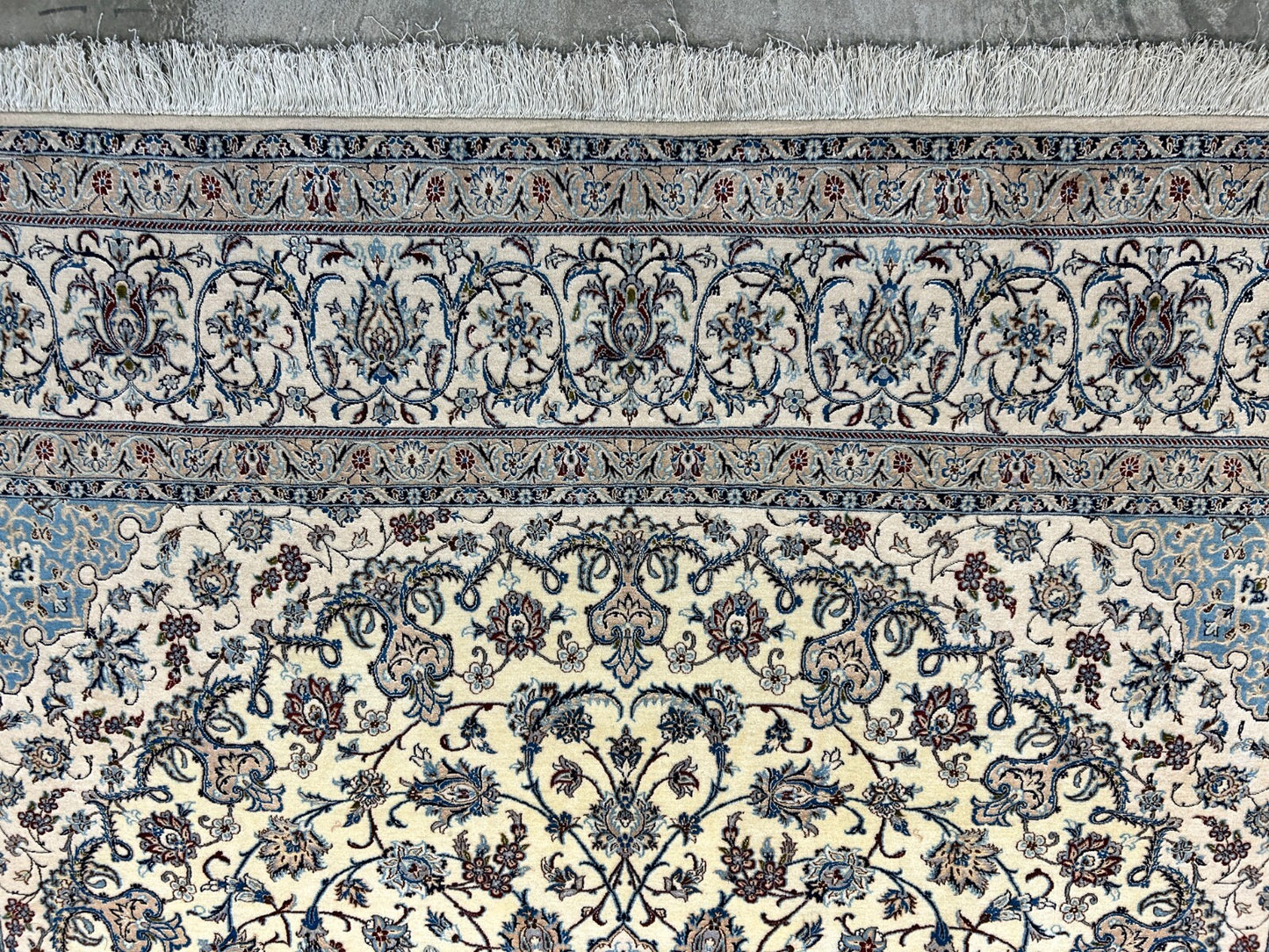 6'9"x10'7" Extremely Fine Hand-Knotted Wool & Silk Blend Naine Carpet - Area Rug
