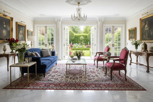 6'9"x10'1" Extra-Fine Hand-Knotted Wool & Silk Blend Isfahane Carpet - Area Rug