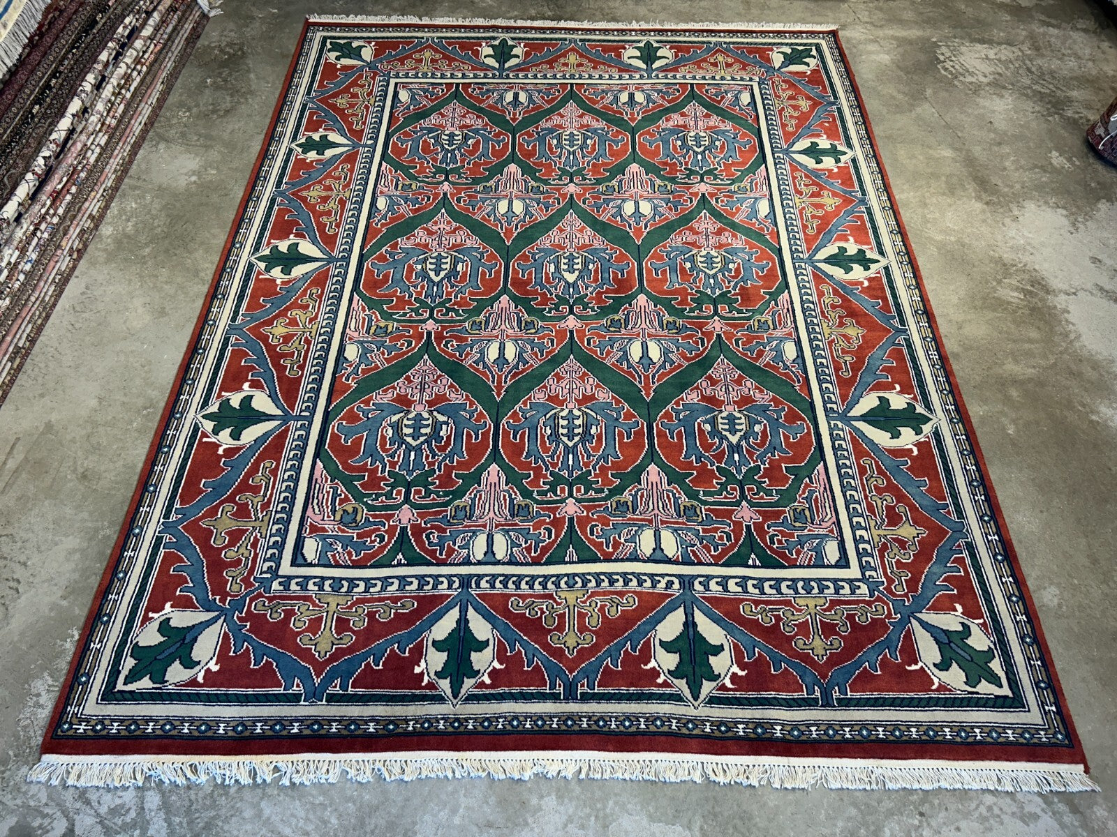 9'x12' Hand-Knotted 100%  Wool Pile All-Over Area Rug
