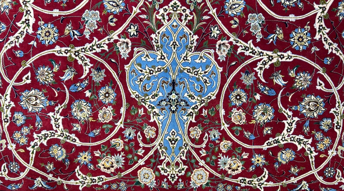 6'10"x10'4"Extra Fine Hand-Knotted Wool & Silk Isfahane Rug - Area Carpet