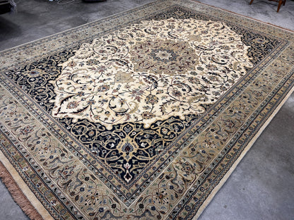 8'1"x12'1" Very Fine Hand-Knotted 100% Wool India Naine Rug - Area Carpet