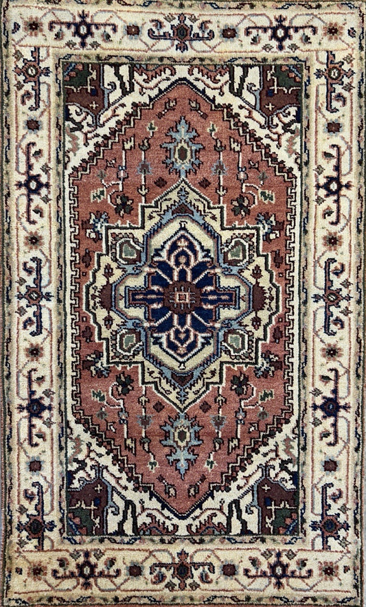 3’x5’ Hand-Knotted 100% Wool Indoserapi Area Rug - Carpet