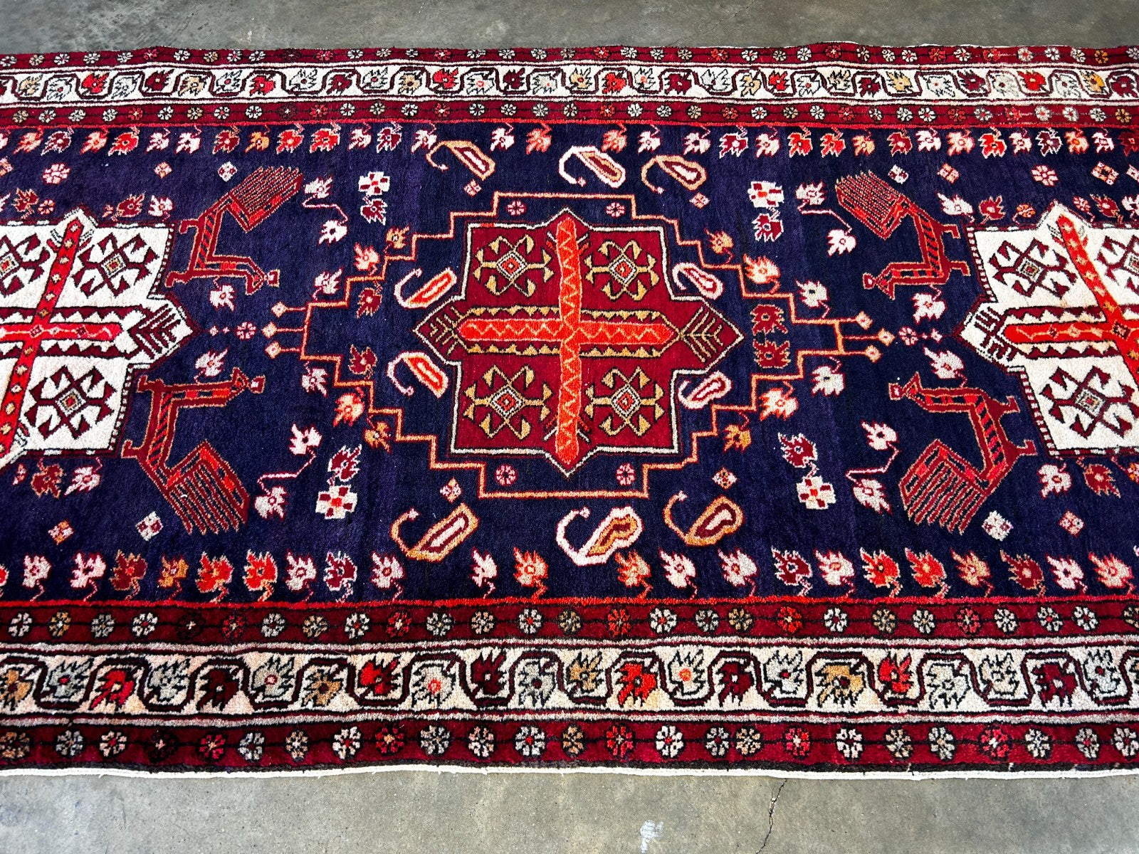 3'7" x 10'7'' Hand-Knotted 100% Lamb Wool Pile Goravane Area Rug