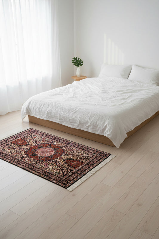 3'5"x5' Hand-Knotted Silk & Wool Tabrize Gonbadi Area Rug