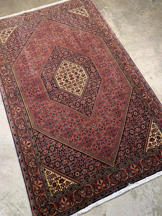3'7"x5'9" Hand-Knotted 100% Wool Pile Bijare Carpet - Area Rug