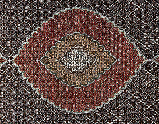 8'3"x11'5" Fine Hand-Knotted Wool & Silk Oriental Rug - Area Carpet
