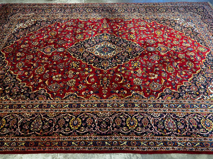 8'4"x12' Hand-Knotted 100% Wool Pile Kashane Area Rug - Signed