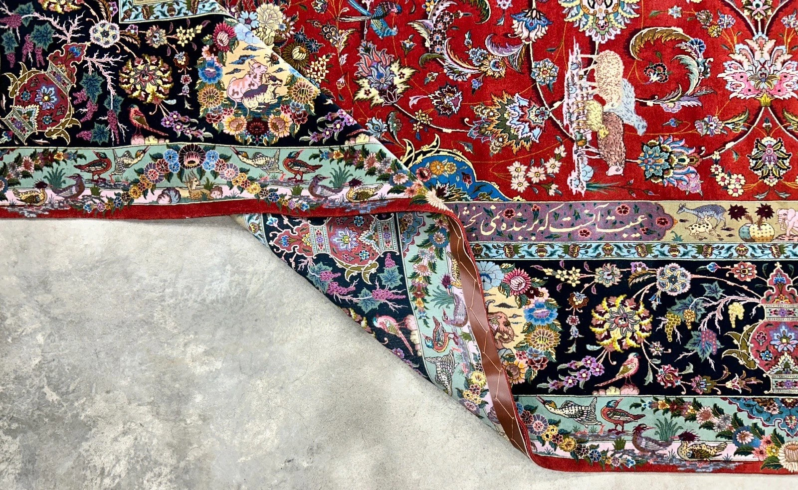 Collector Item - 10'9"x14'8" Hand-Knotted Wool & Silk Tabrize Area Rug