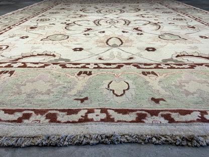 7'1"x9'1" Hand-Knotted 100% Wool Pile Indian Arut Carpet - Area Rug