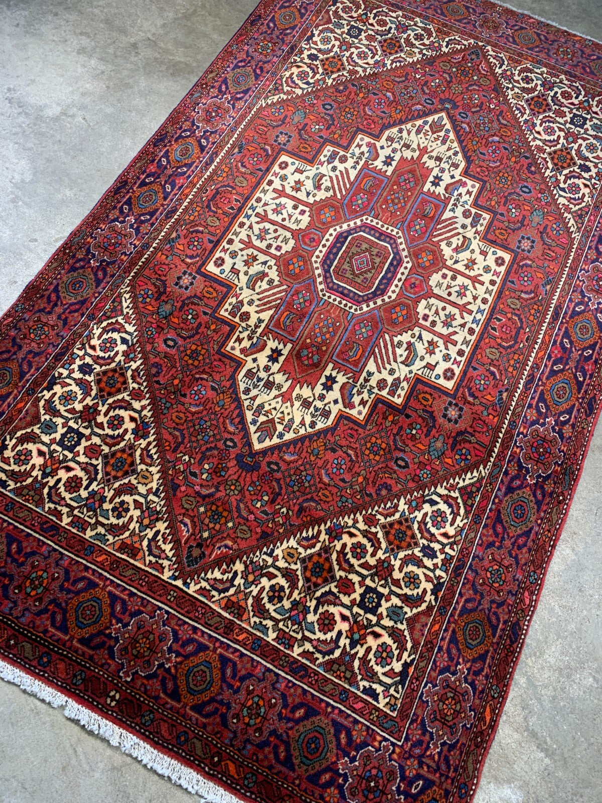 4'x6'7" Hand-Knotted 100% Wool Pile Bijare Gholtogh Carpet - Area Rug
