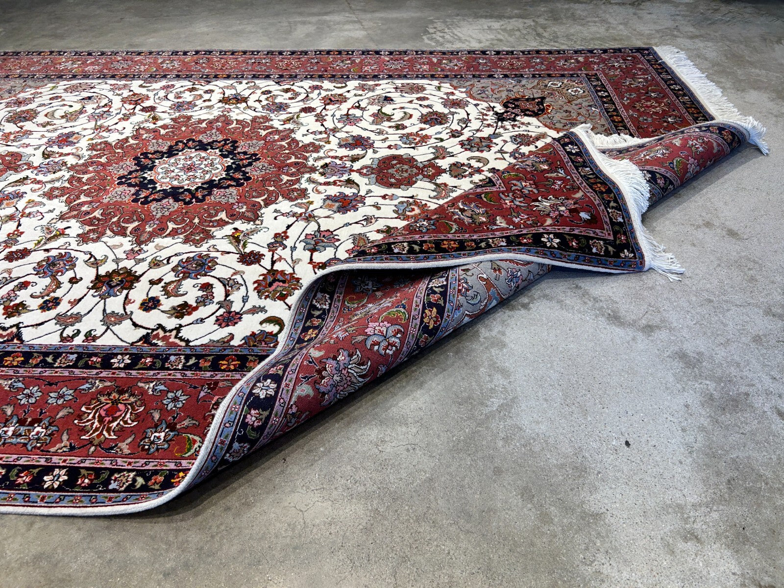 6'2"x9'3" Fine Hand-Knotted Wool & Silk Blend Tabrize Carpet - Area Rug