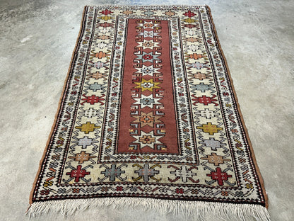 3'x5' Antique Hand-Knotted 100% Wool Pile Caucasian Area Rug - Carpet