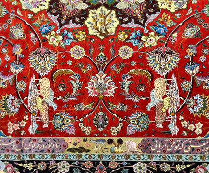 Collector Item - 10'9"x14'8" Hand-Knotted Wool & Silk Tabrize Area Rug