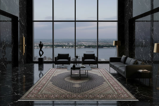 6'7"x9'10" Fine Hand-Knotted Wool & Silk Blend Tabrize Mahi Carpet - Area Rug