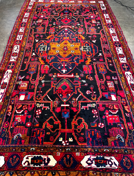 5'7" x 10'6" Hand-Knotted 100% Wool Pile Nahavande Area Rug - Carpet